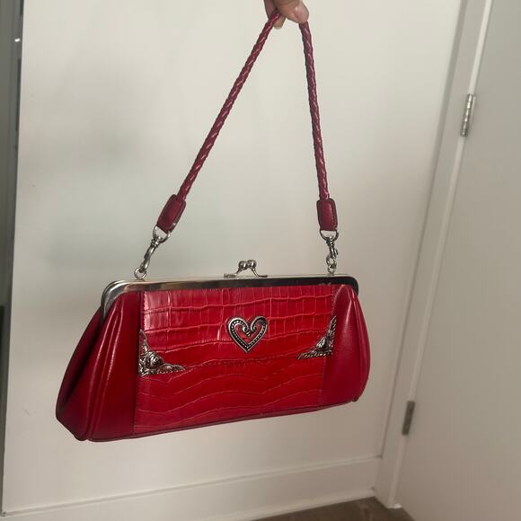 Brighton Red Crocodile Embossed Faux Leather Mini Bag - Picture 2 of 6